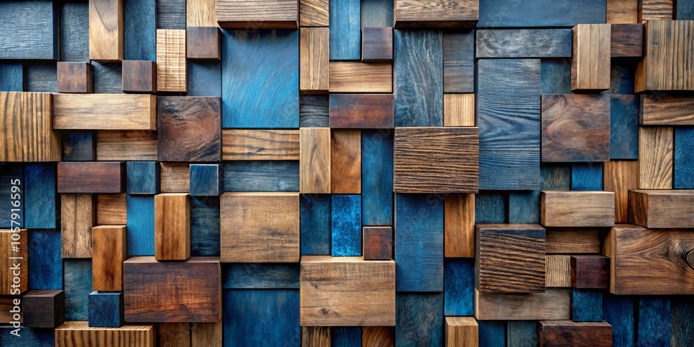 Elegant Wooden Block Mosaic Abstract Texture Wall Art in Rich Browns and Blues, Crafted Sophistication for Interior Design Inspiration and Graphic Creations Elegant Wooden Block Mosaic Abstract Texture Wall Art in Rich Browns and Blues, Crafted Sophistication for Interior Design Inspiration and Graphic Creations