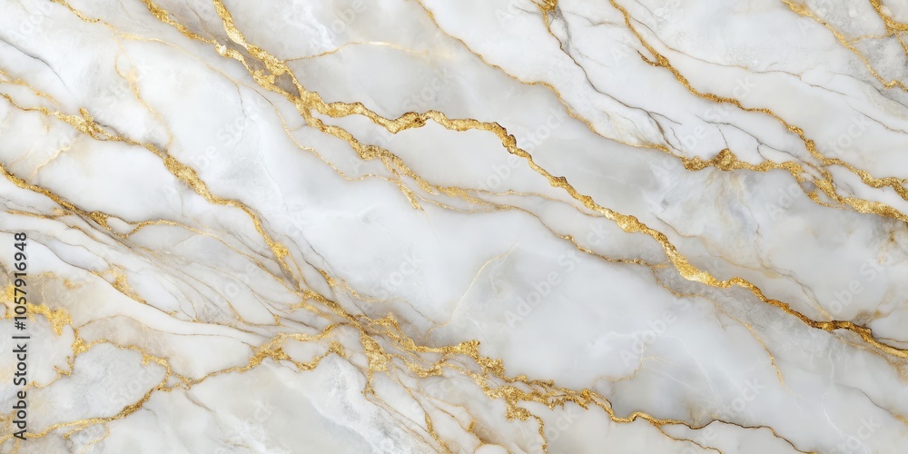 Fototapeta premium Golden Veins on White Marble - Luxurious Elegance and Sophistication in Close-up - High-End Texture for Design Projects and Decor