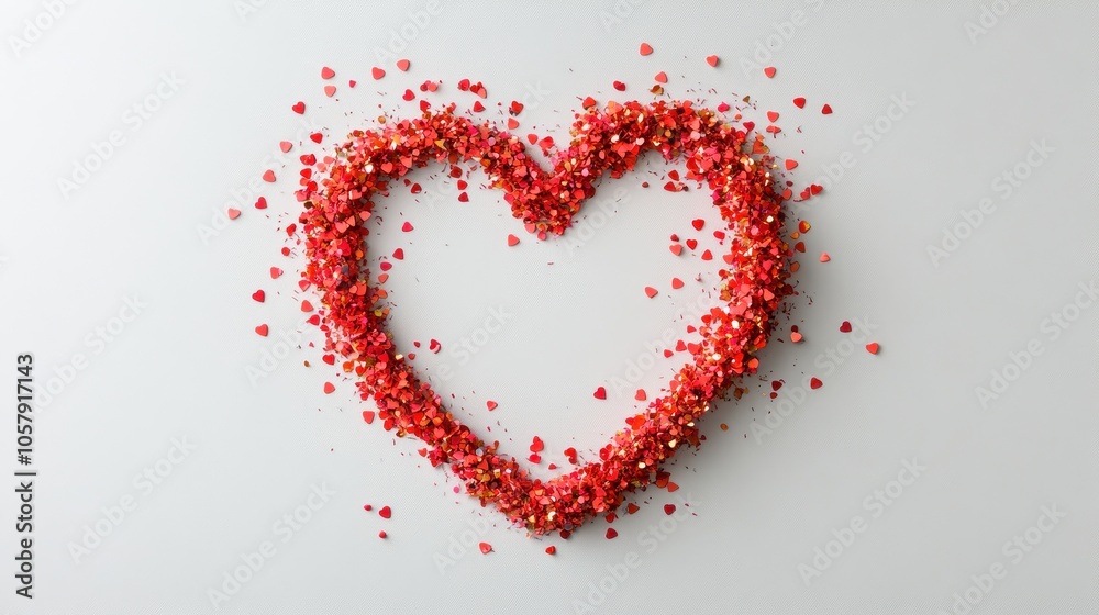 Captivating Heart-Shaped Confetti Design on a Neutral Background Captivating Heart-Shaped Confetti Design on a Neutral Background