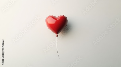 Heartfelt Celebration: A Red Balloon Heart on a Minimalist Background