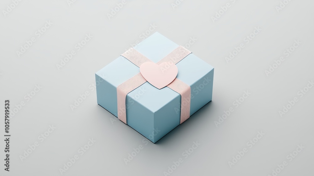 Obraz premium Pastel Colored Gift Box with Heart Shaped Ribbon