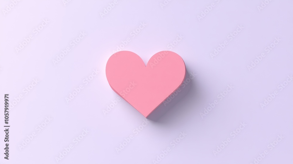 Minimalist Pink Heart on a Light Purple Background Minimalist Pink Heart on a Light Purple Background