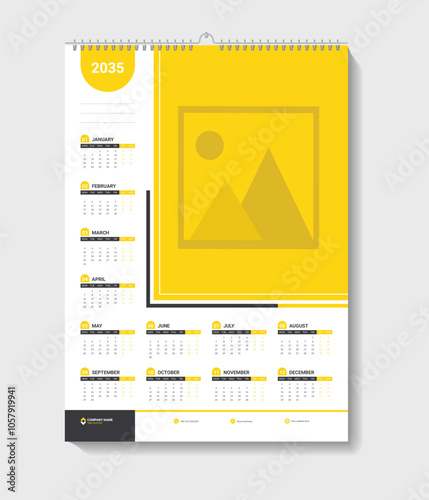 Corporate Monthly Calendar Design For Office Desk Or Wall Vector Template