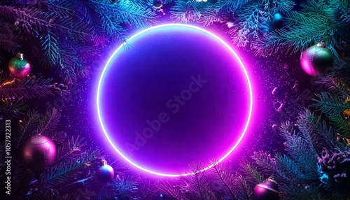 Synthwave Christmas Ornaments Frame - generative ai, üretken yapay zeka, 