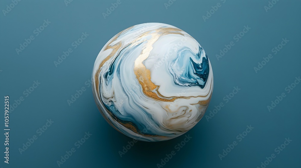 blue and white marble sphere with gold veins on a blue background luxury marble texture blue and white marble sphere with gold veins on a blue background luxury marble texture