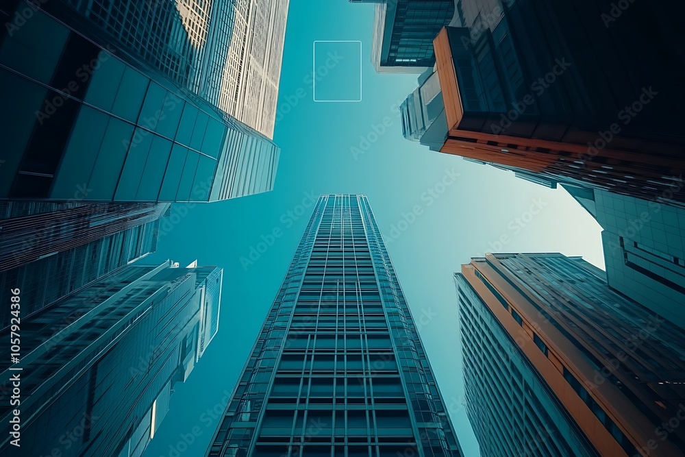 Fototapeta premium Skyward Perspective of Clean High-Rise Buildings in the City