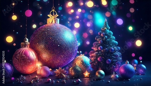 Synthwave Christmas Ornaments - generative ai, üretken yapay zeka, 