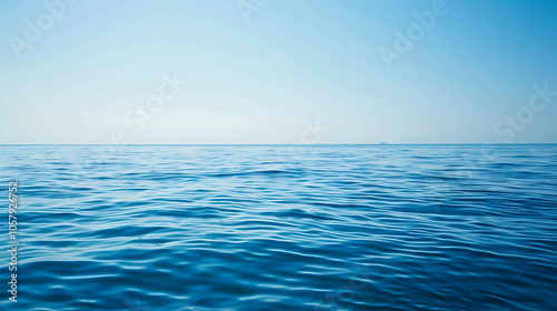 Wallpaper Mural Deep blue ocean with a clear blue sky and a distant ship on the horizon. The water is calm and serene, with gentle waves rippling across the surface. Torontodigital.ca