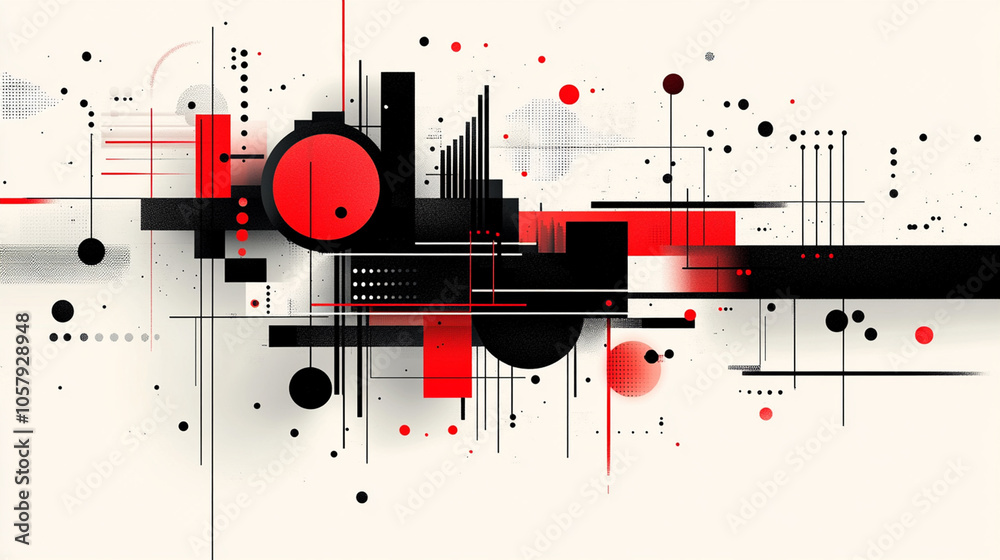 Modern abstract artwork featuring geometric shapes in red, black, and white, creating a bold and minimalist composition. Ideal for contemporary design themes.
Modern abstract artwork featuring geometric shapes in red, black, and white, creating a bold and minimalist composition. Ideal for contemporary design themes.