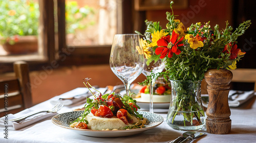  Plate, table, vase, glass