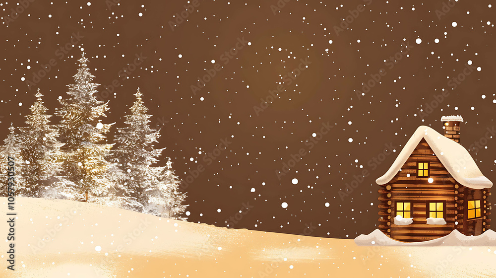 A cozy wooden cabin nestled in a snowy forest. The cabin is surrounded by snow-covered trees and a blanket of snow. A cozy wooden cabin nestled in a snowy forest. The cabin is surrounded by snow-covered trees and a blanket of snow.