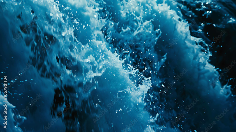 Deep blue ocean water surface with big waves and splashes. Deep blue ocean water surface with big waves and splashes.
