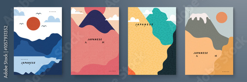 Elegant Japanese Themed Abstract Background Designs