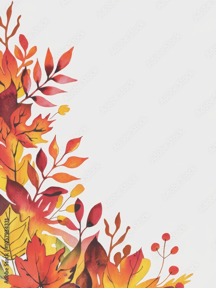A watercolor painting of autumn leaves on a white background - Outdoor A watercolor painting of autumn leaves on a white background - Outdoor