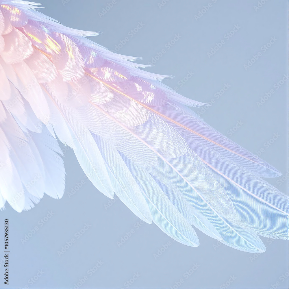 Naklejka premium Delicate feather details illuminated by soft light in pastel hues