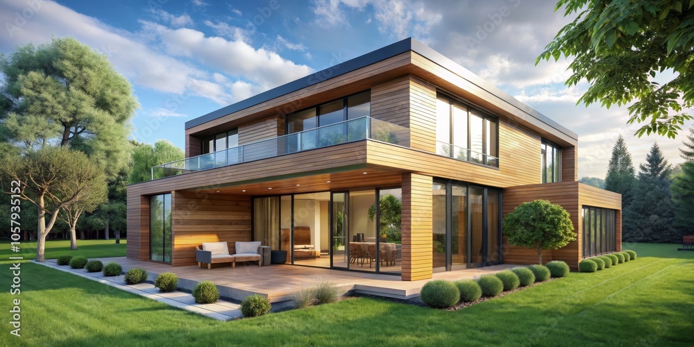 Modern Luxury Living Contemporary House in Lush Green Landscape with Architectural Elegance and Tranquil Surroundings Modern Luxury Living Contemporary House in Lush Green Landscape with Architectural Elegance and Tranquil Surroundings