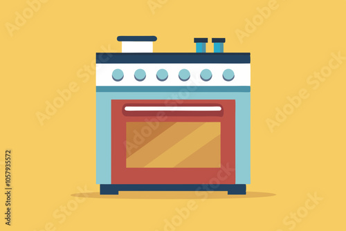 Stove Flat Design Appliance vector illustration 