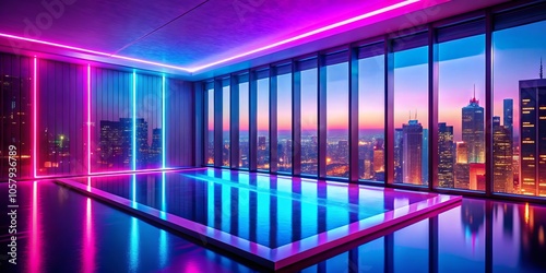 Vibrant Cityscape Reflectio...