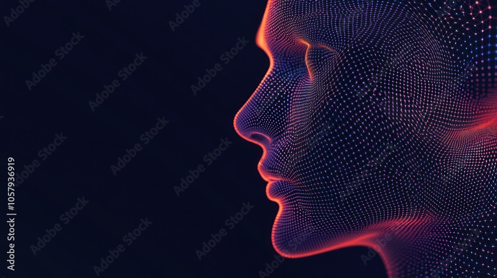 Digital Human Face with Dots Digital Human Face with Dots