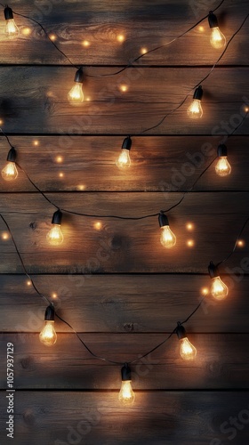 String lights illuminate wooden wall in warm and inviting setting for cozy at...