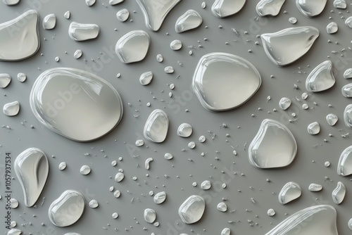 Close up view of water droplets on a smooth surface captured in natural lighting