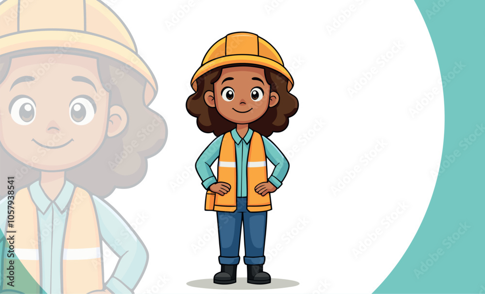 Mascot illustration of a Black woman with an engineer helmet, for an engineering company. Mascot illustration of a Black woman with an engineer helmet, for an engineering company.