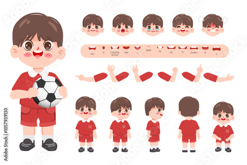 Character student boy creation design for Animation cartoon flat design. illustration vector premium.
