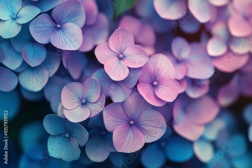 Colorful flowers in shades of blue and purple arranged beautifully in a garden setting