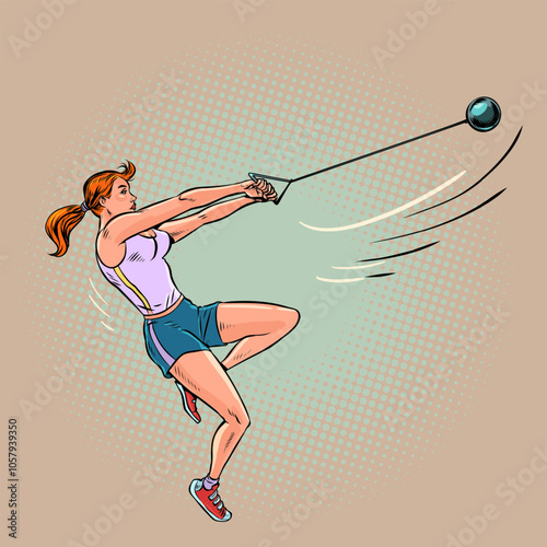 Hammer throw by athlete. Olympic competition to become champion. Sports lifestyle and athletics.