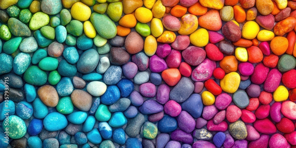 Vibrantly Decorative Pebble Art: Abstract Rainbow of Smooth Stones Vibrantly Decorative Pebble Art: Abstract Rainbow of Smooth Stones