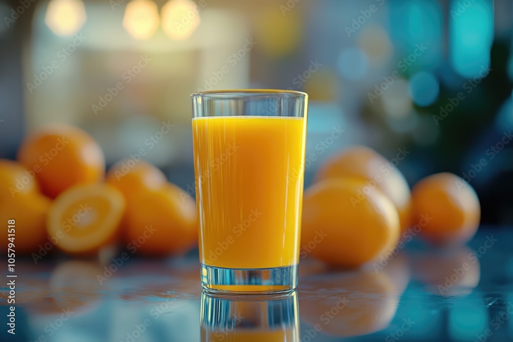 Fresh Citrus Beverage. Close-up of Orange Juice with Oranges, Vibrant Colors Fresh Citrus Beverage. Close-up of Orange Juice with Oranges, Vibrant Colors