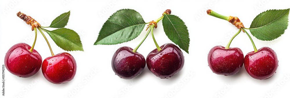 Red cherry bundle isolated on a white background Red cherry bundle isolated on a white background