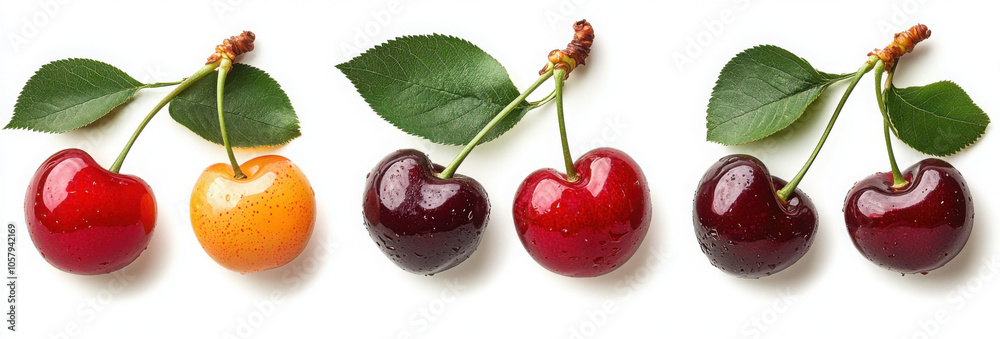 Red cherry bundle isolated on a white background