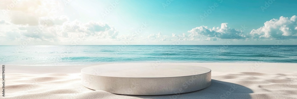 Tropical Paradise - Sunny Beach Podium Showcase for Summer Nature Cosmetic Display Tropical Paradise - Sunny Beach Podium Showcase for Summer Nature Cosmetic Display