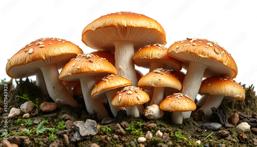 Raw magic mushrooms isolated with white highlights, png Raw magic mushrooms isolated with white highlights, png