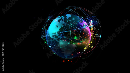 futuristic digital planet showcasing global interconnectedness and vibrant progress. generative ai