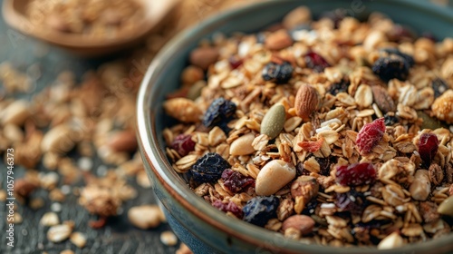A delectable and healthful breakfast option is the lightly toasted muesli or granola cereal. 