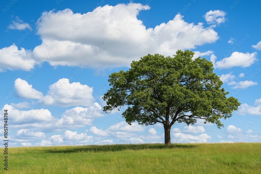 A majestic tree dominates the landscape under a vivid blue sky, representing resilience and growth. A majestic tree dominates the landscape under a vivid blue sky, representing resilience and growth.