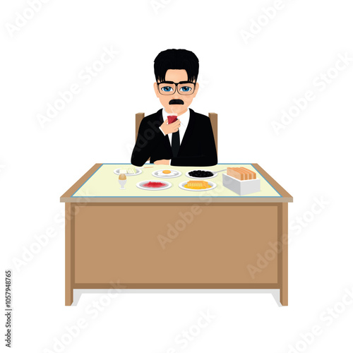 well drawn person having breakfast