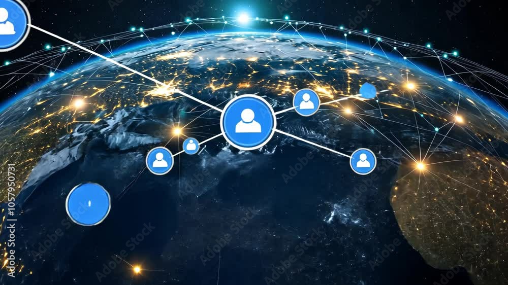 A network of connections spans the globe, showcasing the interconnectedness of people around the world
