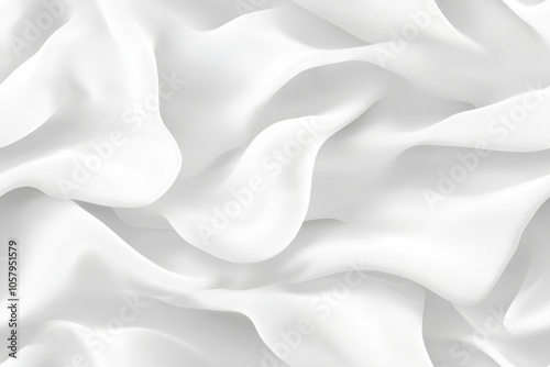 Textura abstrata de papel amassado e superfícies onduladas em tons de branco, estilo minimalista, criado por IA generativa.