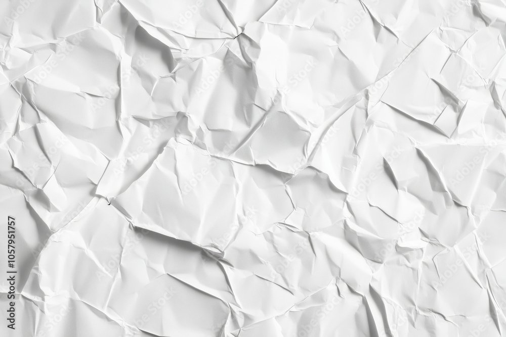 Obraz premium Textura abstrata de papel amassado e superfícies onduladas em tons de branco, estilo minimalista, criado por IA generativa.