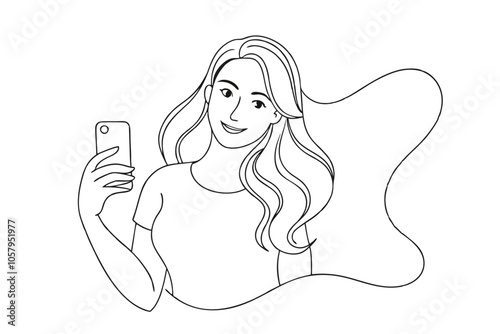 Young Woman Taking a Selfie with Her Smartphone