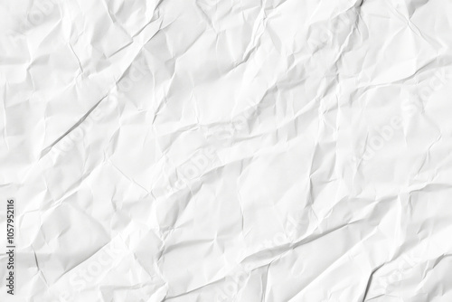 Textura abstrata de papel amassado e superfícies onduladas em tons de branco, estilo minimalista, criado por IA generativa.