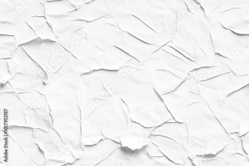 Textura abstrata de papel amassado e superfícies onduladas em tons de branco, estilo minimalista, criado por IA generativa.