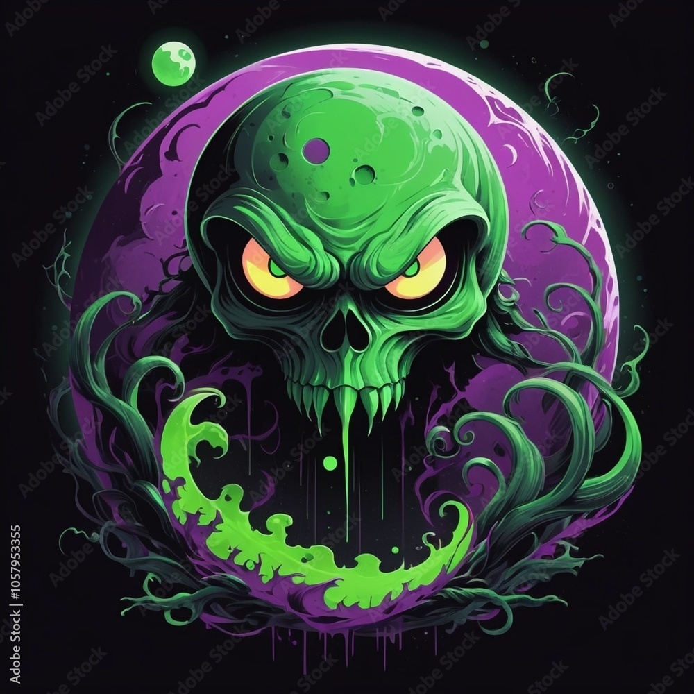 halloween skull and moon halloween skull and moon