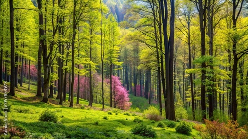 Macro shot of lush wilderness in Bilecik forest during spring season photo