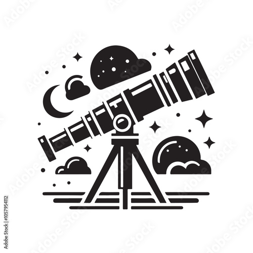 Telescope Silhouette Vector Illustrations - Perfect for Astronomy Designs