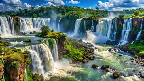 Macro view of Iguazu Falls in Iguazu National Park wonder
