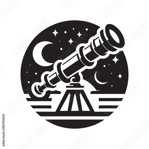 Telescope Silhouette Vector Illustrations - Perfect for Astronomy Designs